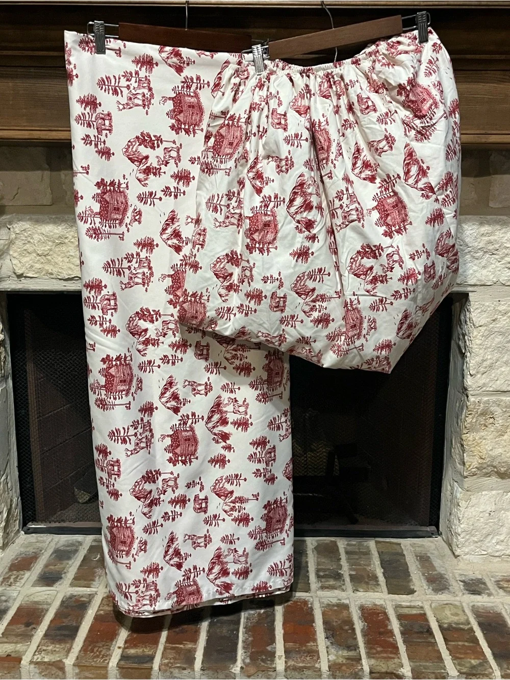 Cuddl Duds Full Size Heavyweight Sheet Set Red Lodge Toile